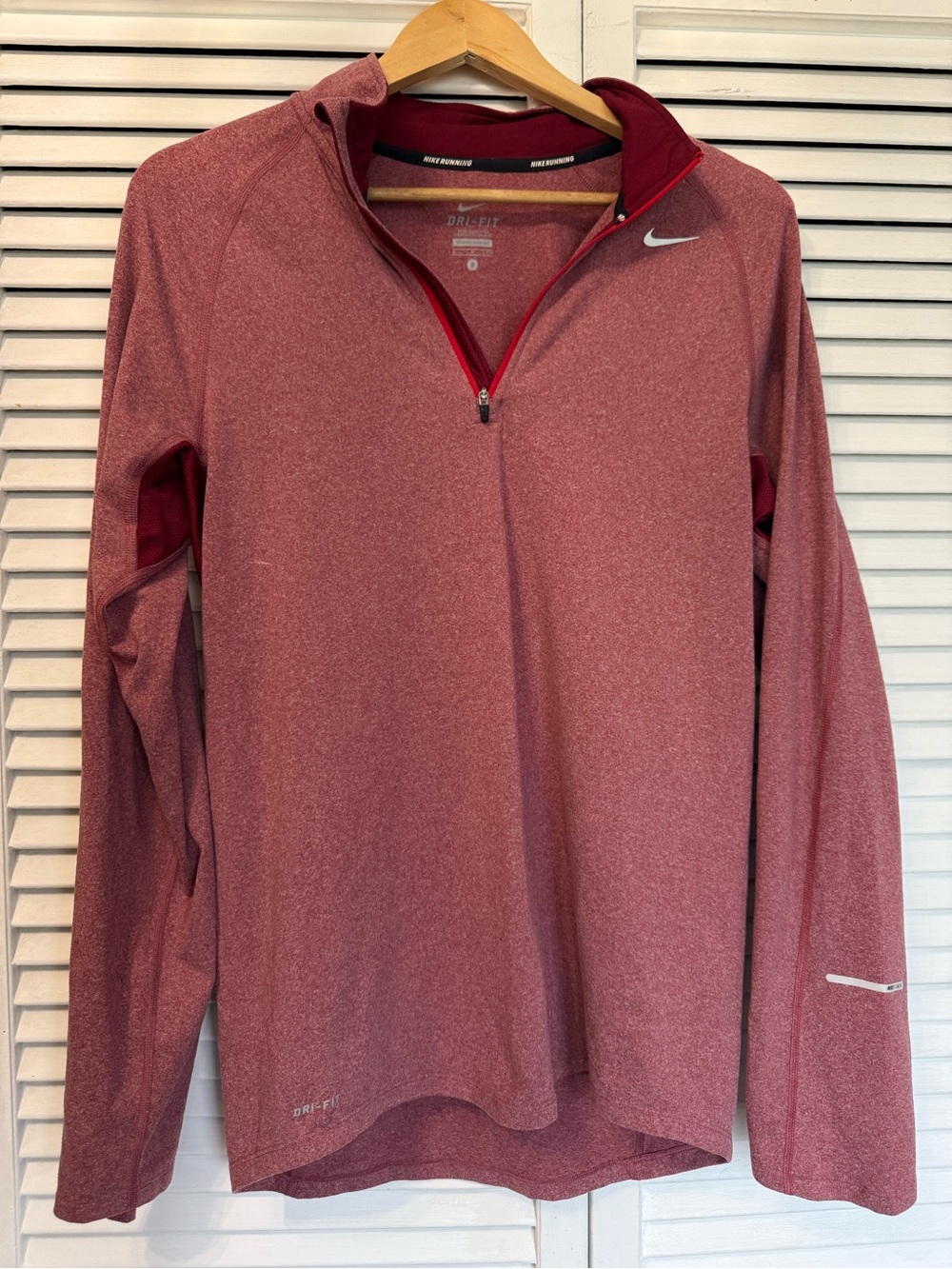 Nike Dri-FIT Quarter-Zip Pullover - Heathered Red with Red Trim